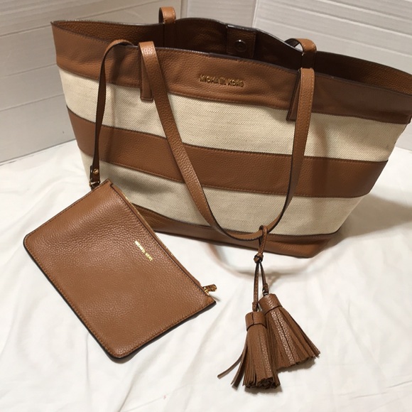 Michael Kors leather and coated canvas tote with pouch and tassel - Picture 6 of 9